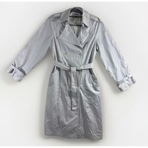 Totes II Silver‎ S-8 Trench RainCoat W/Belt Vintage Timeless Urban sophisticated
